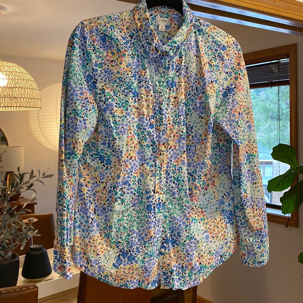 J Crew spring florals button down blouse